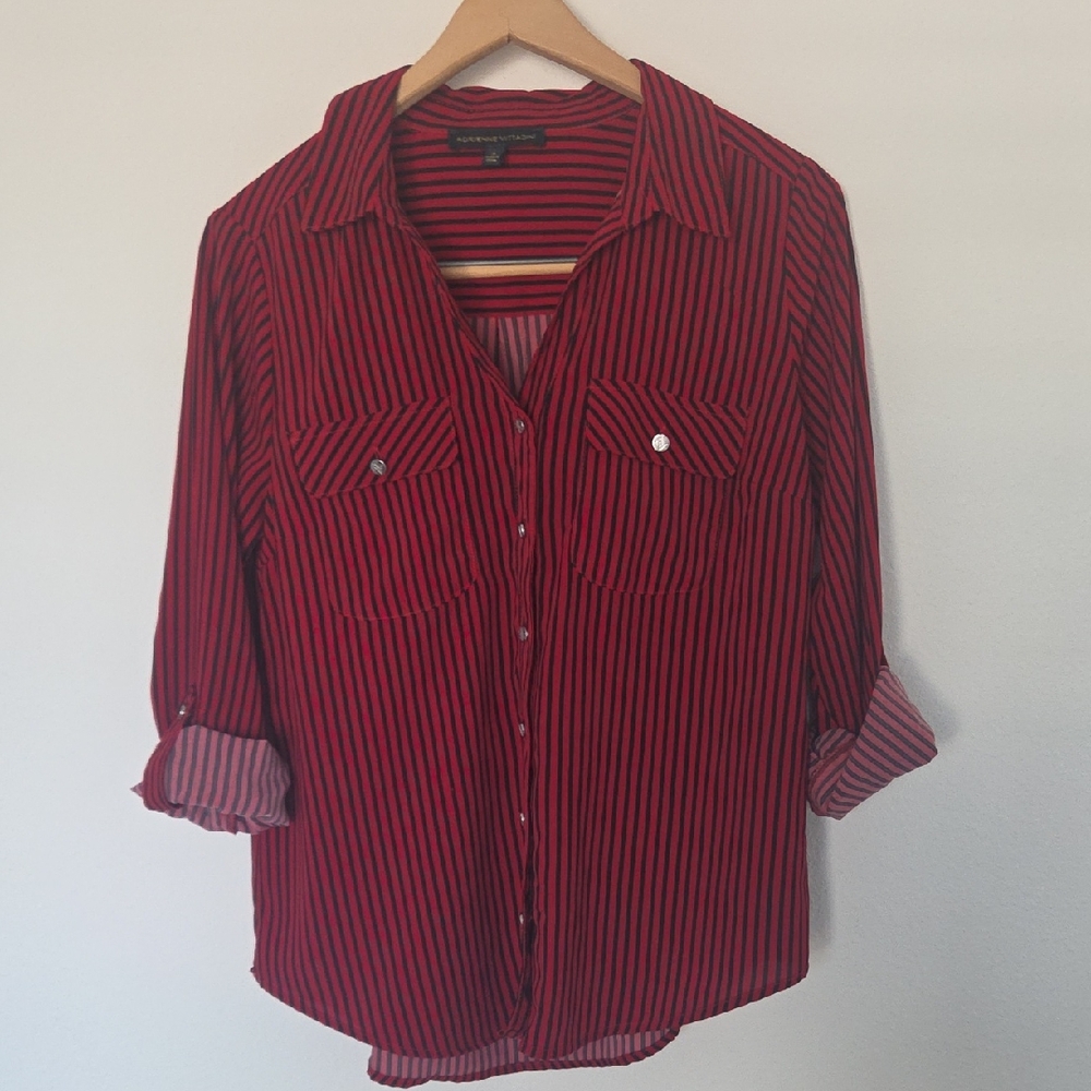 Adrienne Vittadini Striped Button-Up Shirt